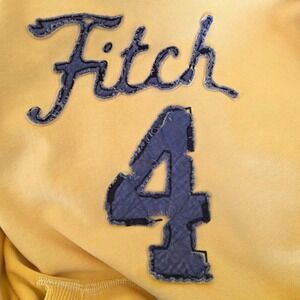 Abercrombie & Fitch Mens Muscle Fit Hoodie Yellow Distressed Fitch 4 Pullover